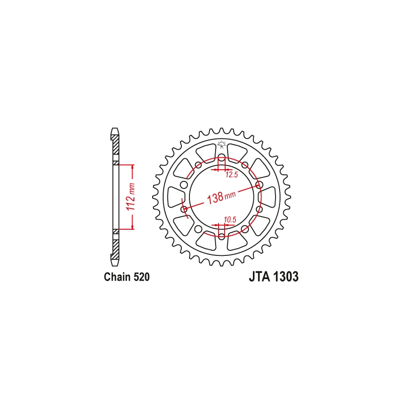 Rear ALU sprocket JT 44T, 520 Black