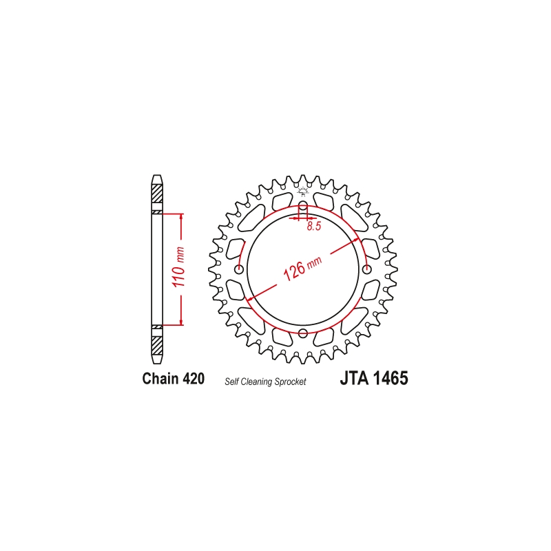Rear ALU sprocket JT 47T, 420 Black