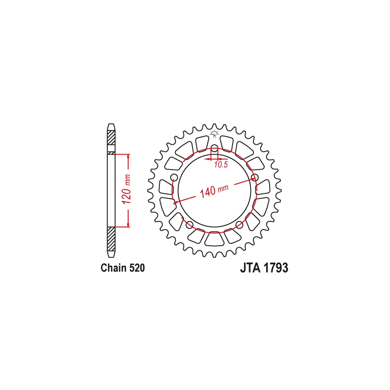Rear ALU sprocket JT 45T, 520 Black wyprzedaż