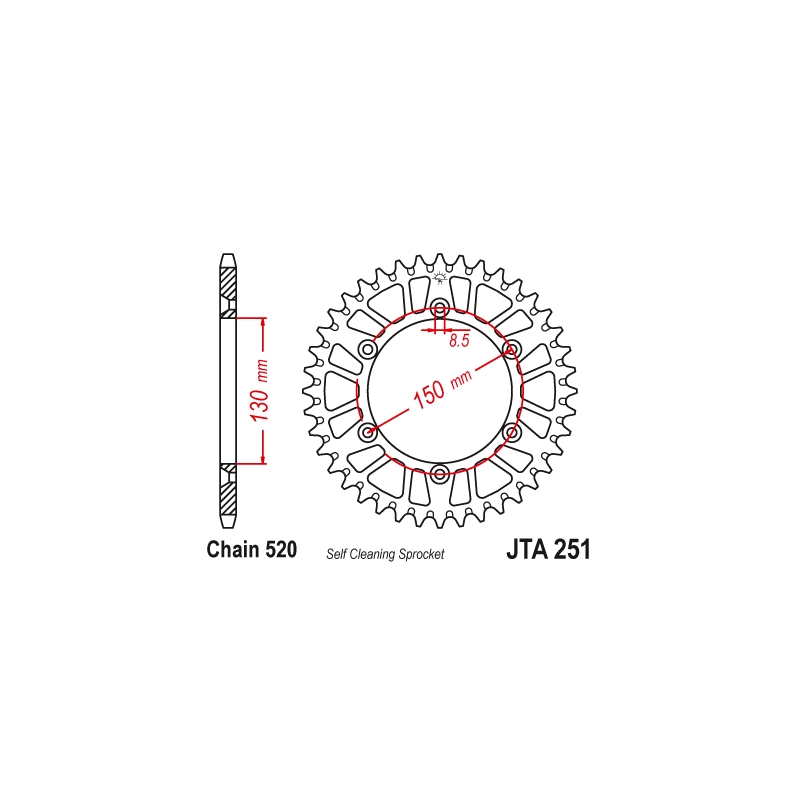 Rear ALU sprocket JT 49T, 520 Blue