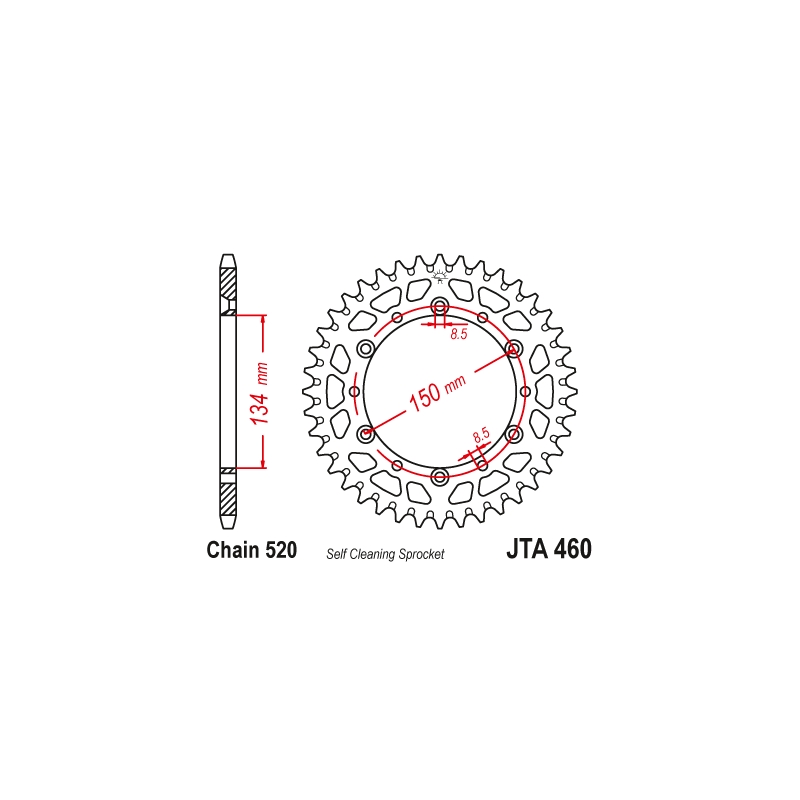 Rear ALU sprocket JT 51T, 520 Black