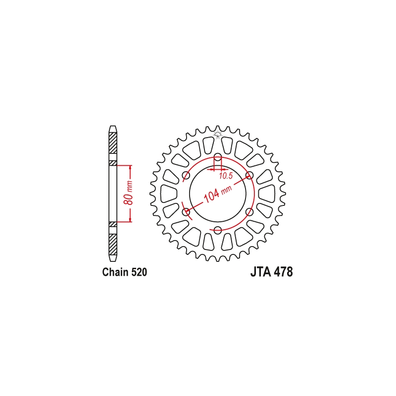 Rear ALU sprocket JT 45T, 520 Black wyprzedaż