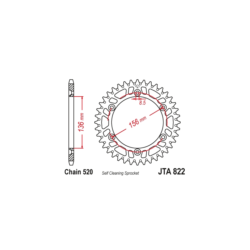 Rear ALU sprocket JT 50T, 520 Black