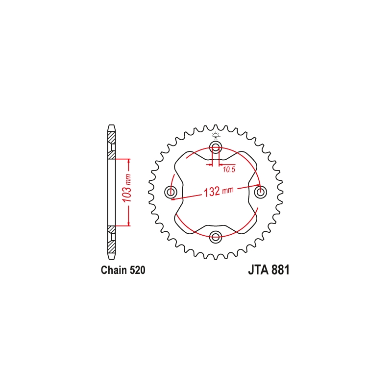 Rear ALU sprocket JT 38T, 520 Black
