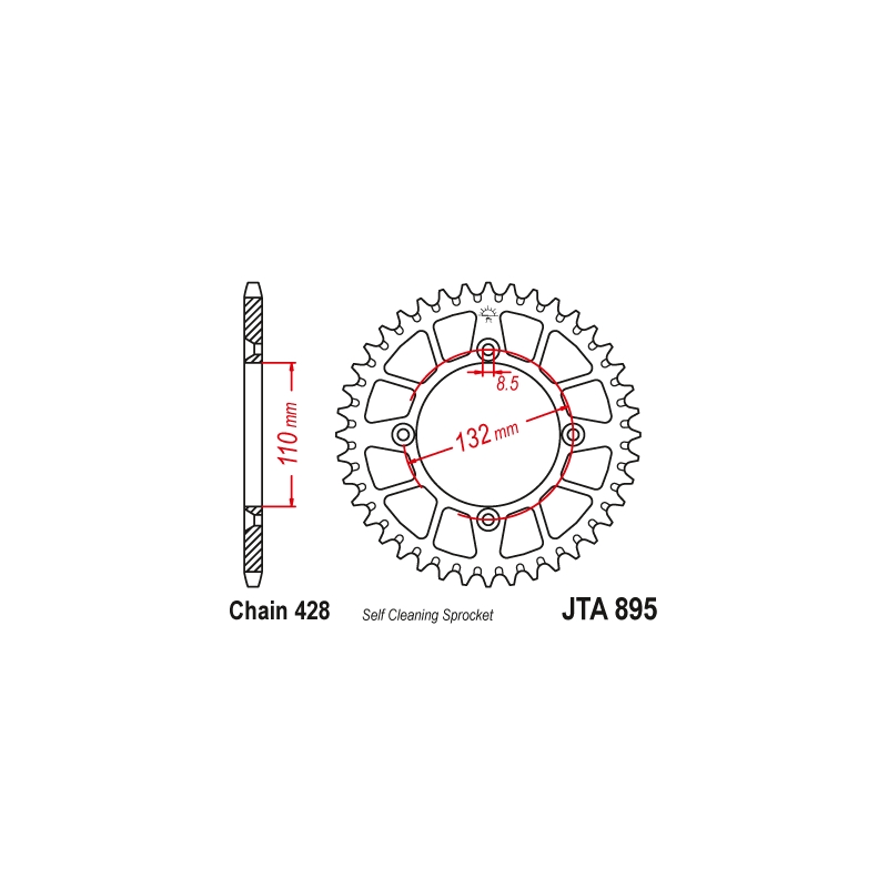 Rear ALU sprocket JT 47T, 428 Orange
