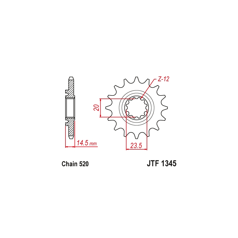Front sprocket JT 13T, 520 rubber cushioned