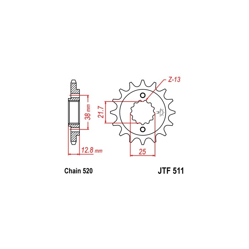 Front sprocket JT 15T, 520 rubber cushioned