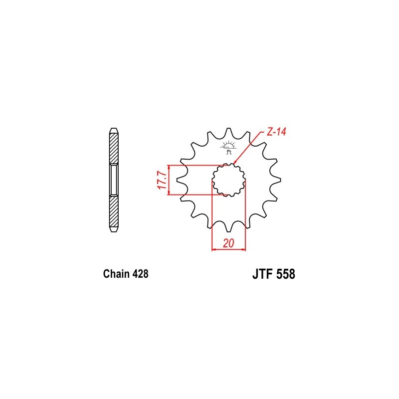 Front sprocket JT 16T, 428 rubber cushioned