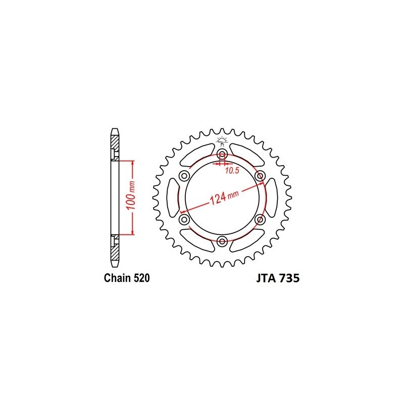 Rear ALU sprocket JT 39T, 520 Black