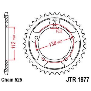 Rear sprocket JT JTR 1877-45 45T, 525