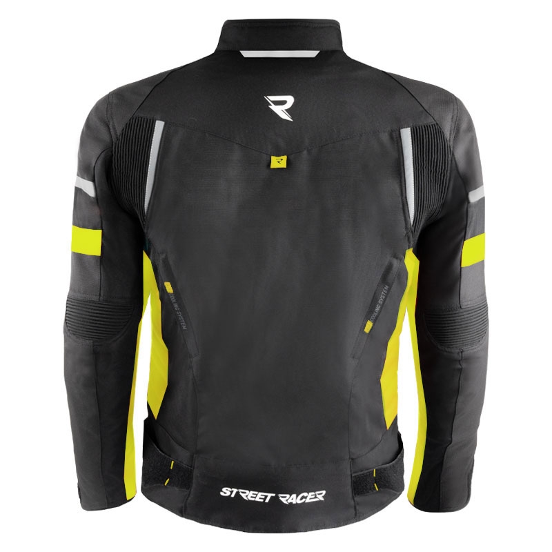 Kurtka motocyklowa Street Racer Evans w kolorze czarno-fluo-żółtym