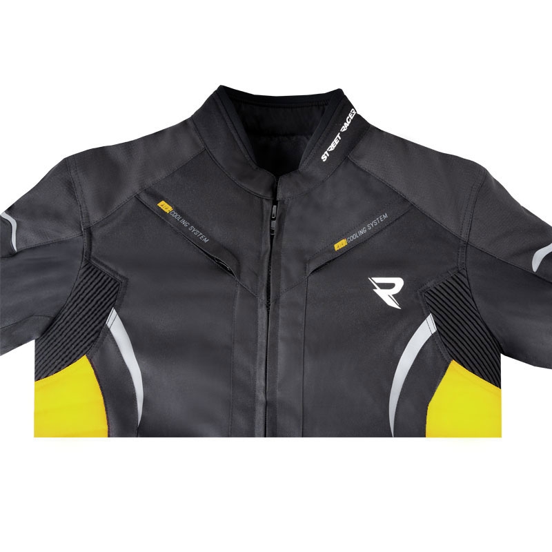 Kurtka motocyklowa Street Racer Evans w kolorze czarno-fluo-żółtym