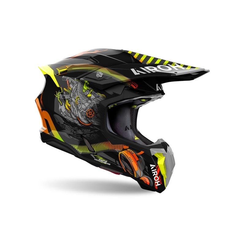 Kask motocrossowy Airoh Twist 3 Toxic czarno-pomarańczowy