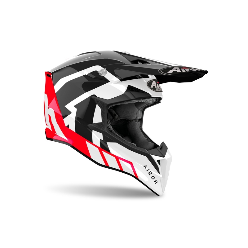 Kask motocrossowy Airoh Wraaap Reloaded w kolorze czerwonym, błyszczącym