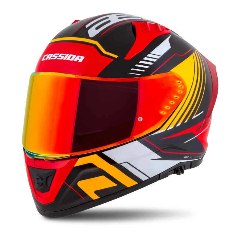 Integralny kask motocyklowy Cassida Aero Drome perłowy czarno-pomarańczowo-czerwono-biały