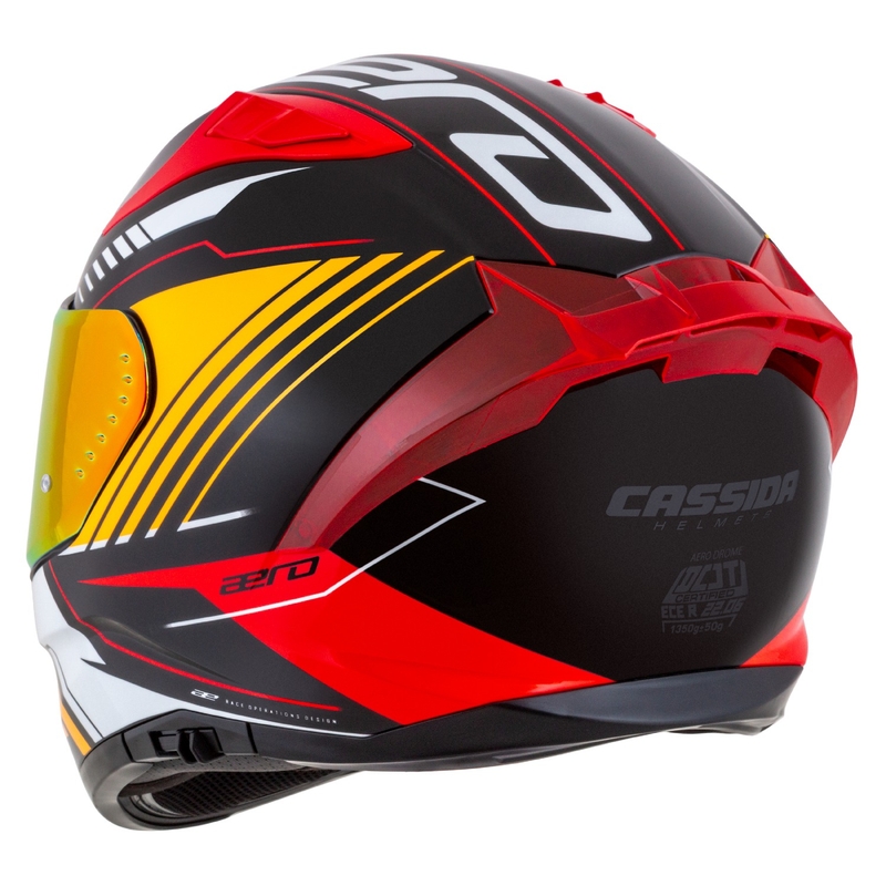 Integralny kask motocyklowy Cassida Aero Drome perłowy czarno-pomarańczowo-czerwono-biały
