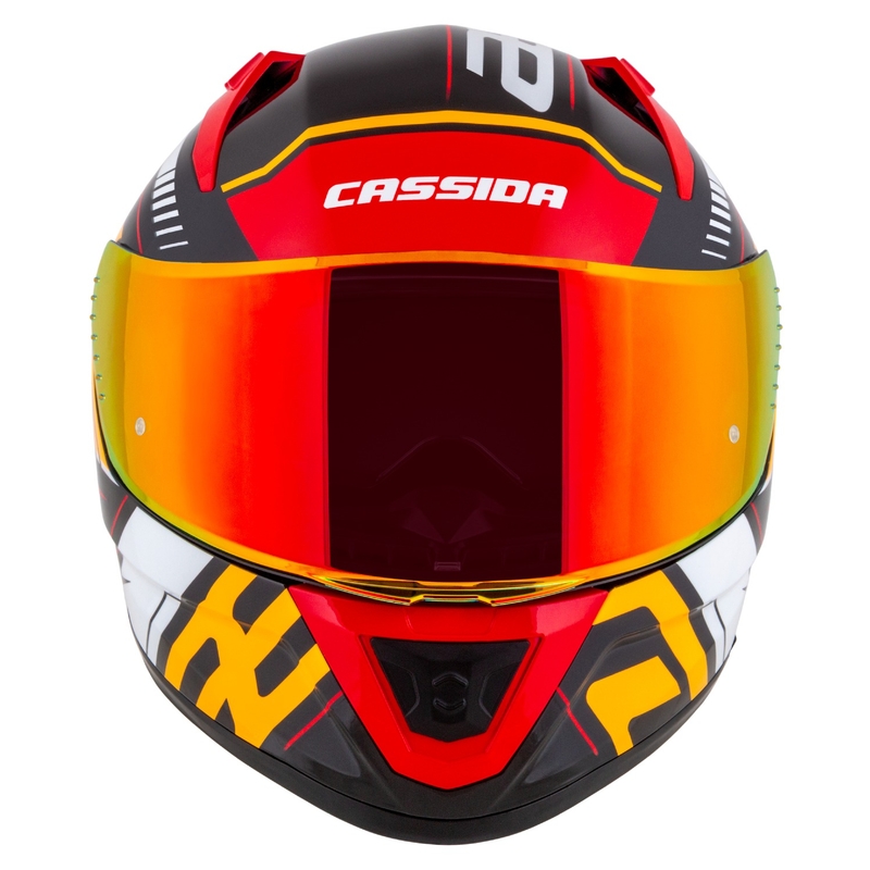 Integralny kask motocyklowy Cassida Aero Drome perłowy czarno-pomarańczowo-czerwono-biały