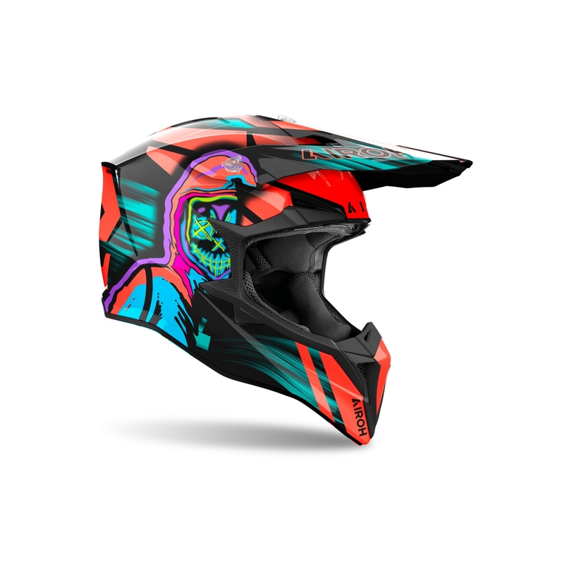 Kask motocrossowy Airoh Wraaap Cyber w kolorze pomarańczowym błyszczącym