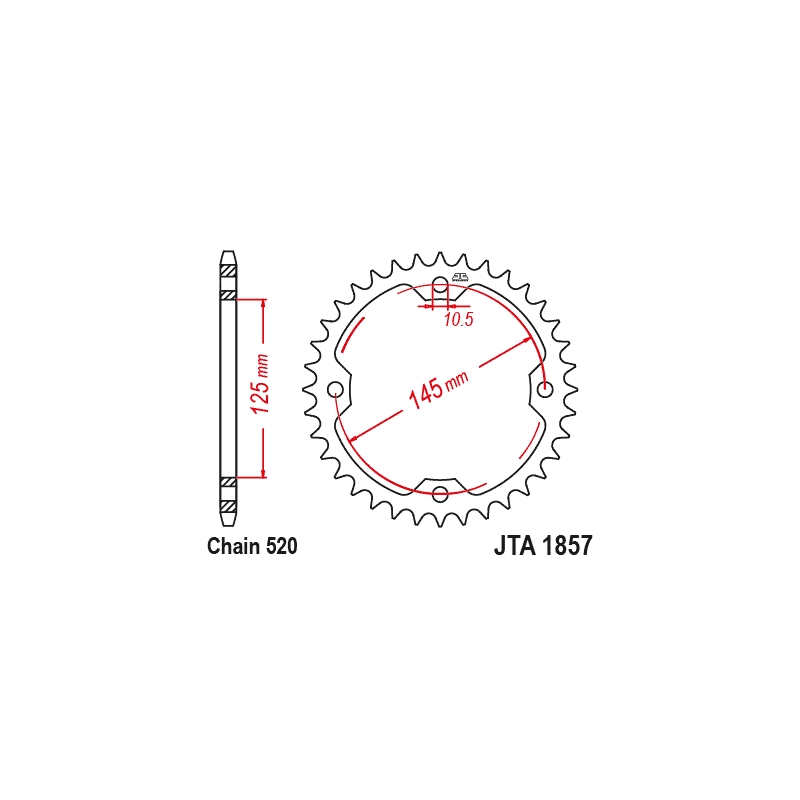 Rear ALU sprocket JT 36T, 520 Black