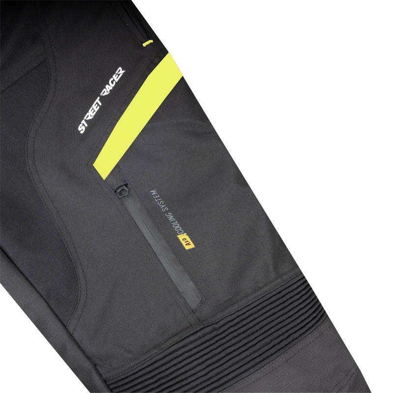 Damskie spodnie motocyklowe Street Racer Vix w kolorze czarno-fluo żółtym