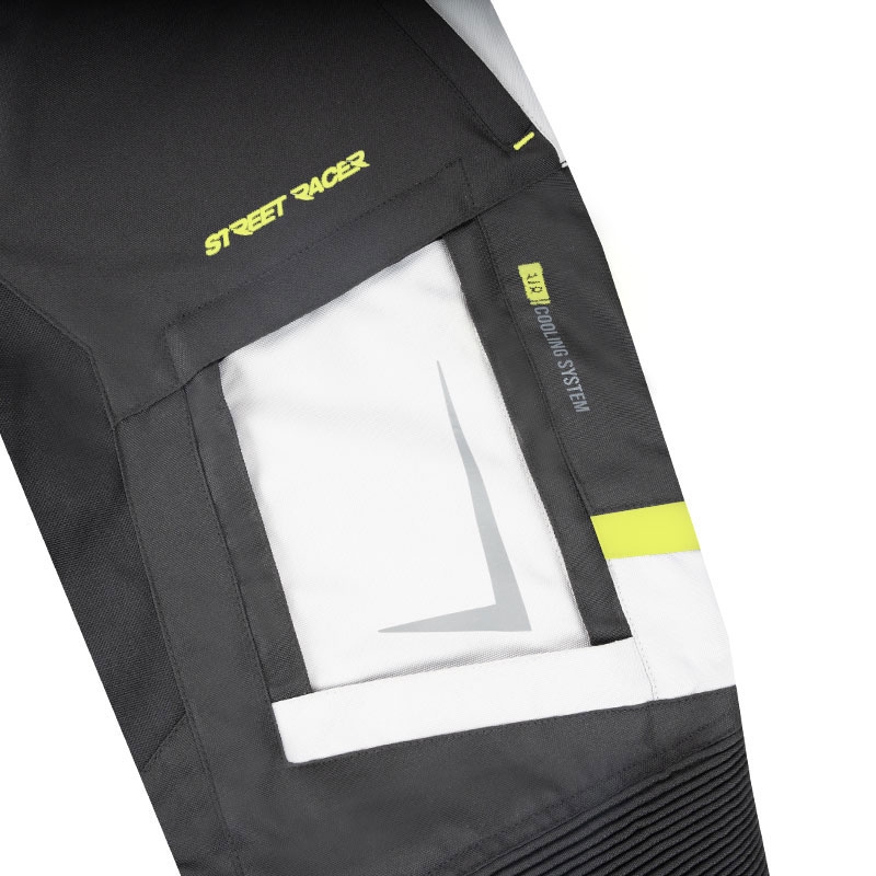 Damskie spodnie motocyklowe Street Racer Hilax czarno-szaro-fluo żółte