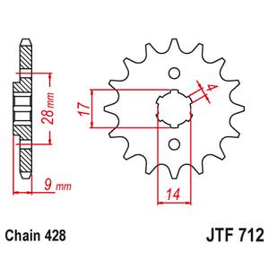 Front sprocket JT JTF 712-13 13T, 428