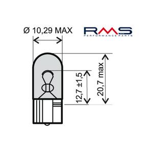 Bulb RMS 246510280 12V 5W, W2.1X9.5D orange