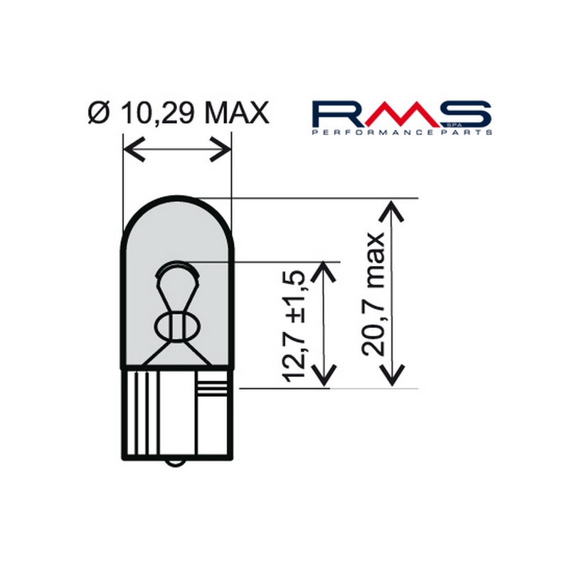 Bulb RMS 12V 5W, W2.1X9.5D orange