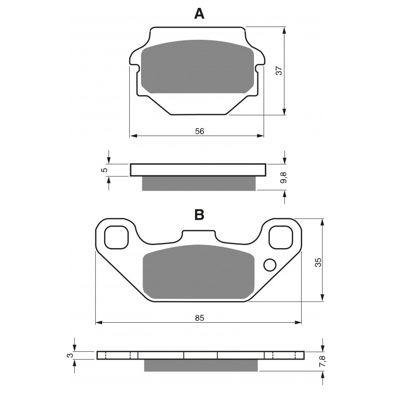 Brake pads GOLDFREN S3 for ATV KAWASAKI KSF 250 Mojave 1987-2002, ATV KAWASAKI KEF 300 Lakota 1995-1999