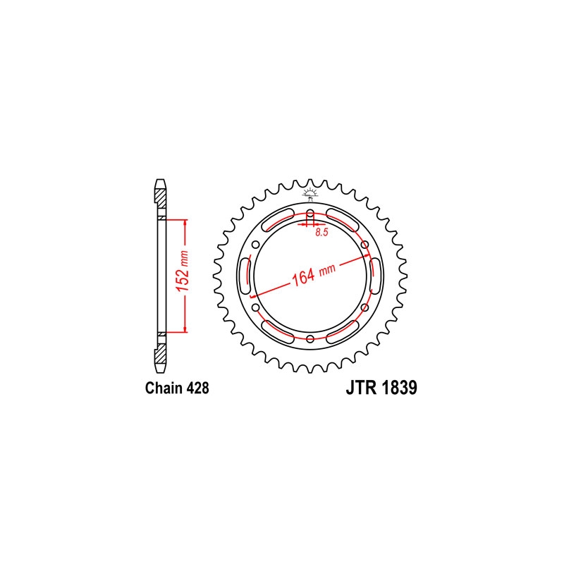 Rear sprocket JT 55T, 428