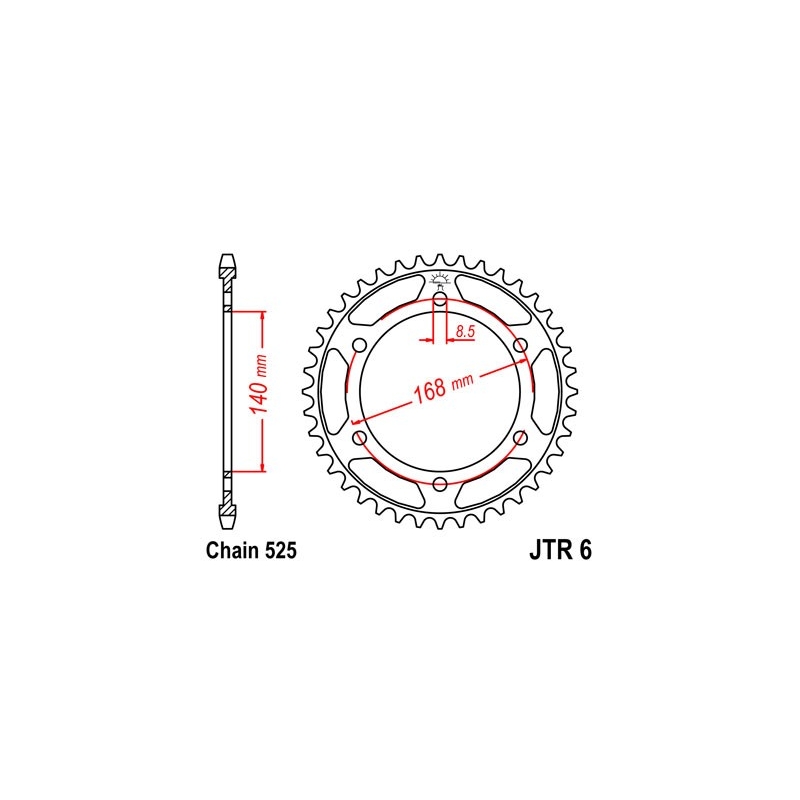 Rear sprocket JT 47T, 525