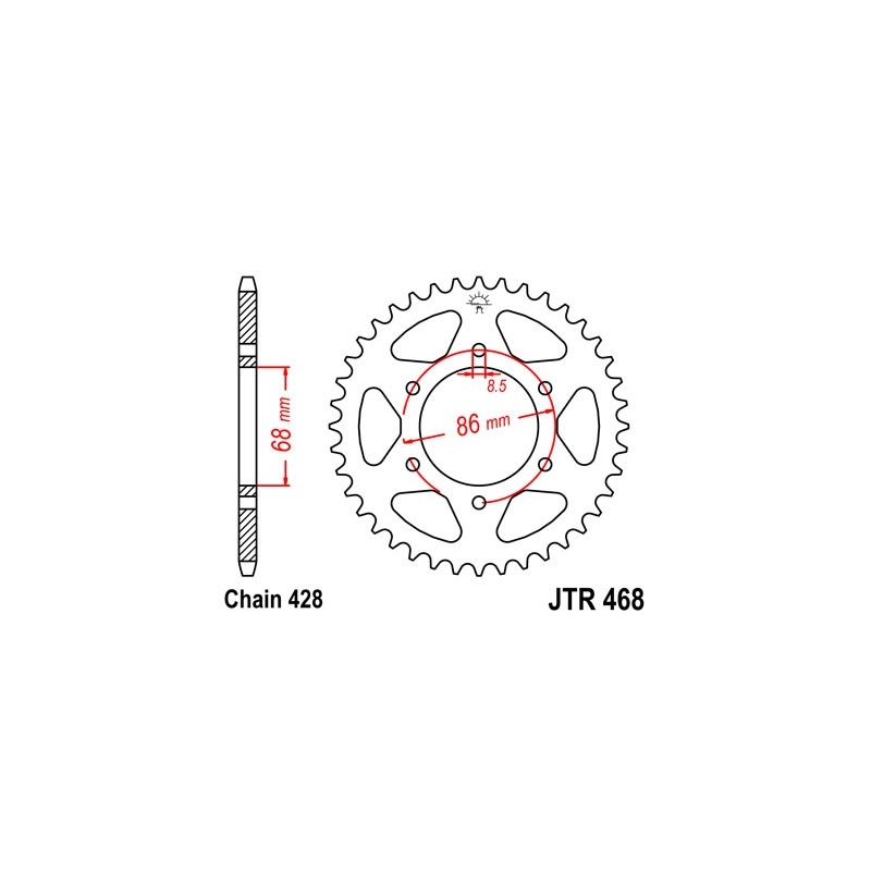 Rear sprocket JT 46T, 428