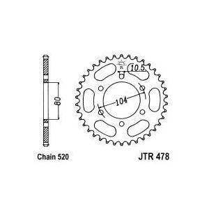 Rear sprocket JT 45T, 520