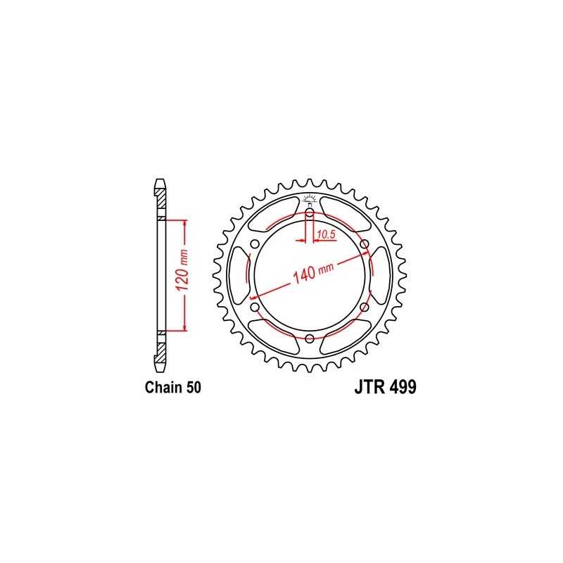 Rear sprocket JT 46T, 530