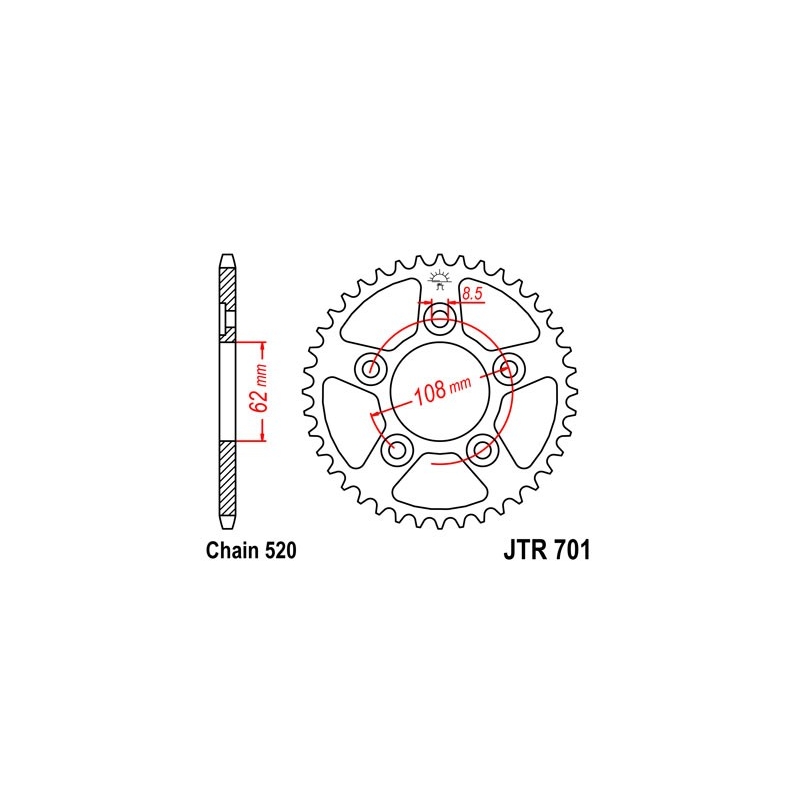 Rear sprocket JT 43T, 520