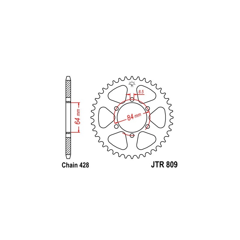 Rear sprocket JT 53T, 428