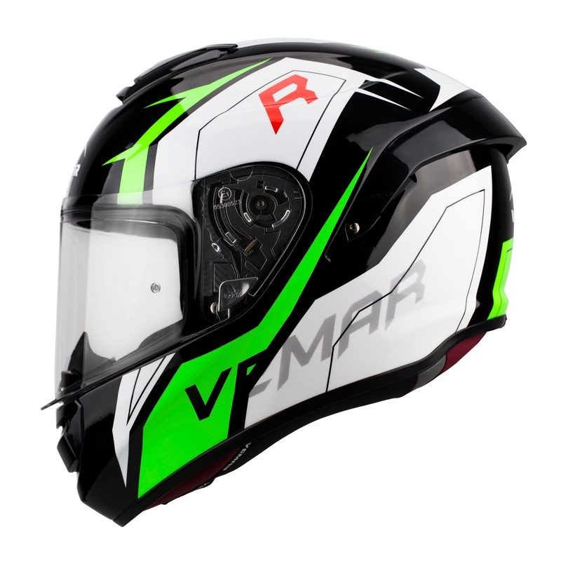 Kask integralny Vemar Hurricane Revenge czarno-biało-zielony