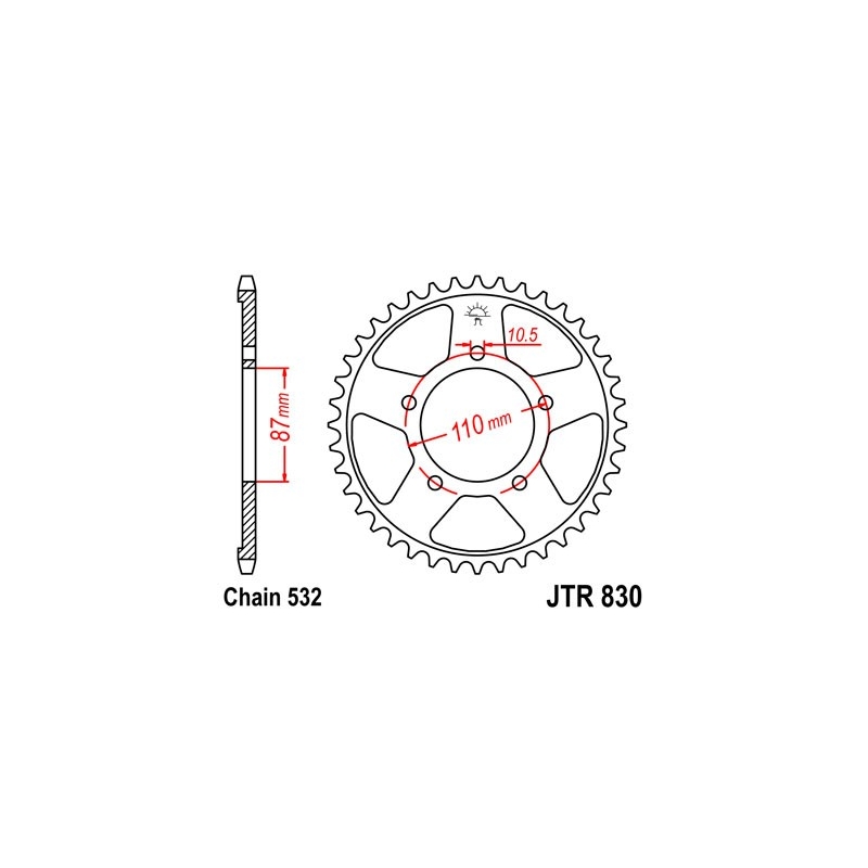 Rear sprocket JT 46T, 532