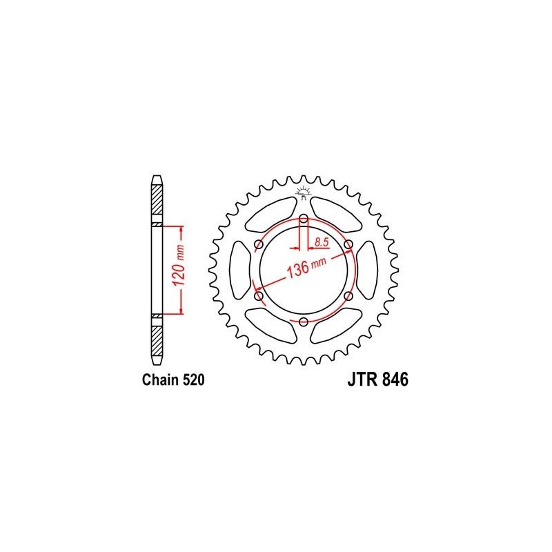 Rear sprocket JT 45T, 520