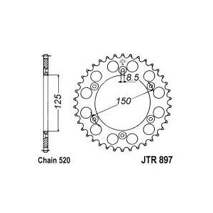Rear sprocket JT JTR 897-47 47T, 520