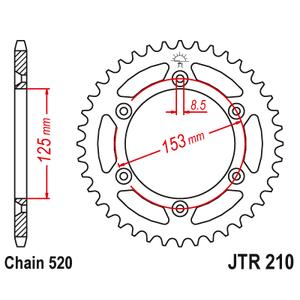 Rear sprocket JT JTR 210-53 53T, 520