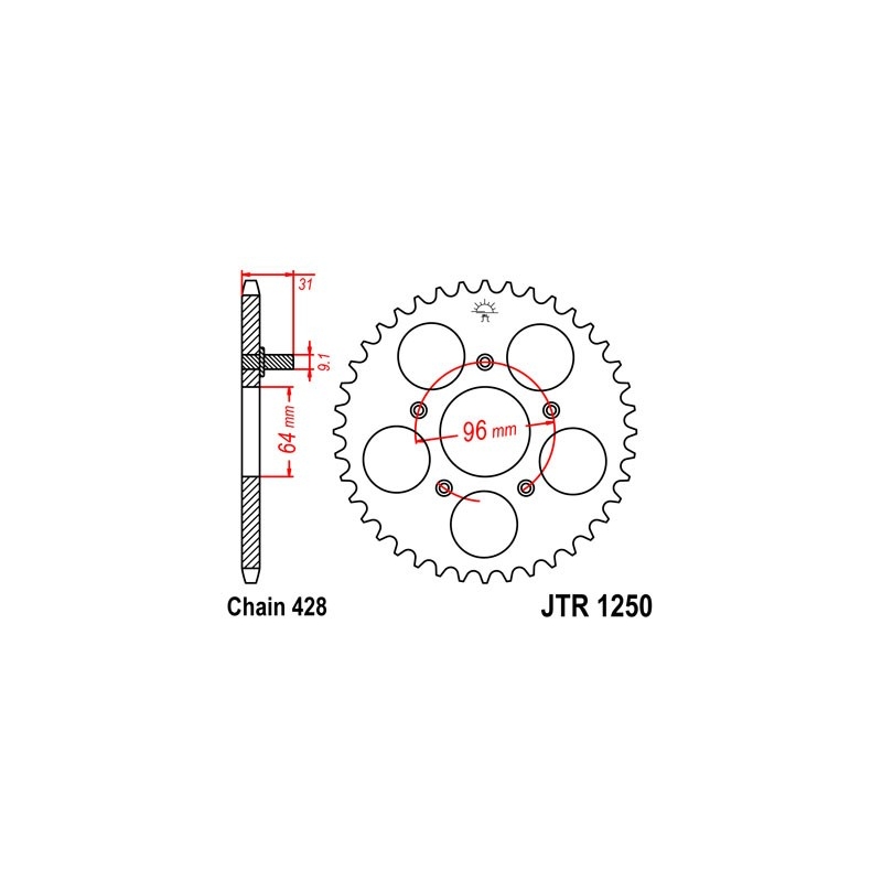 Rear sprocket JT 56T, 428