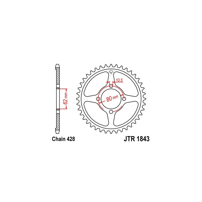 Rear sprocket JT 54T, 428