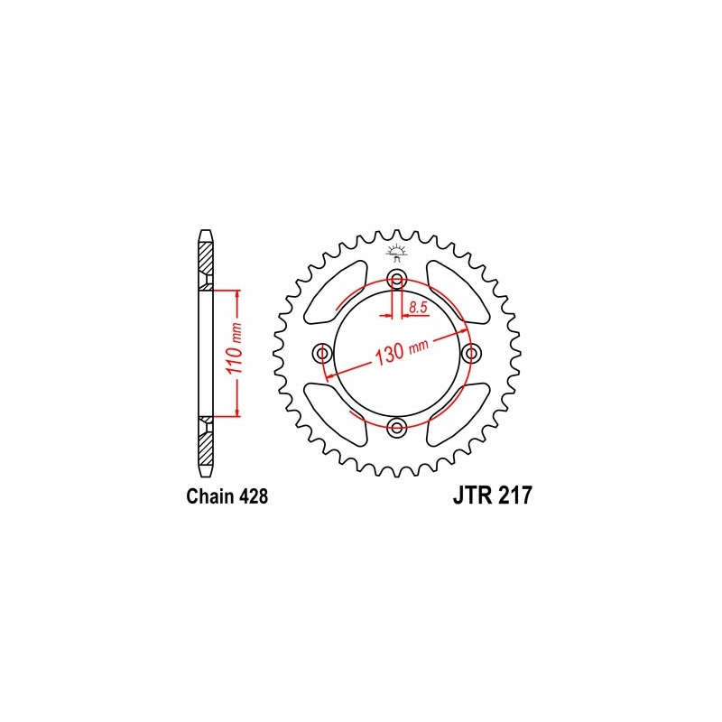 Rear sprocket JT 55T, 428