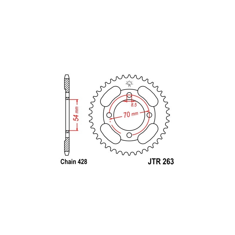 Rear sprocket JT 38T, 428