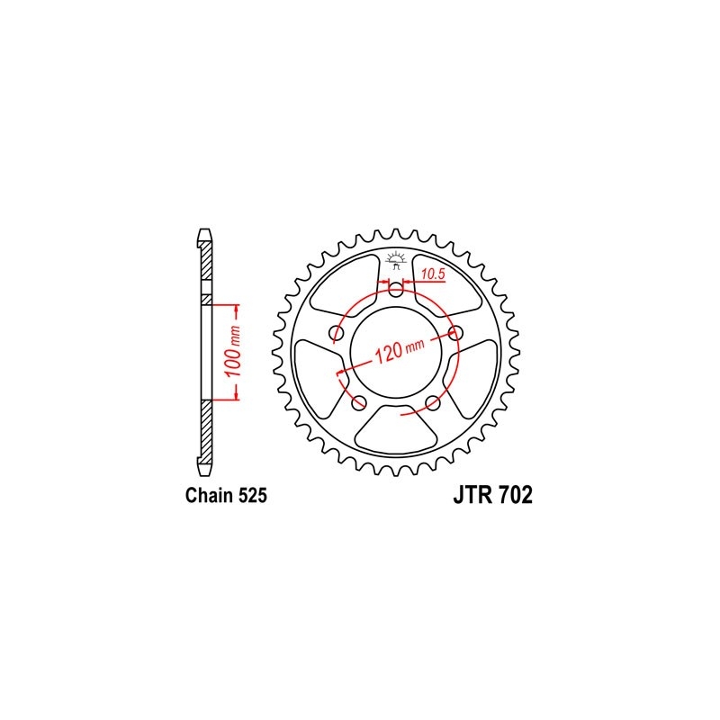Rear sprocket JT 44T, 525