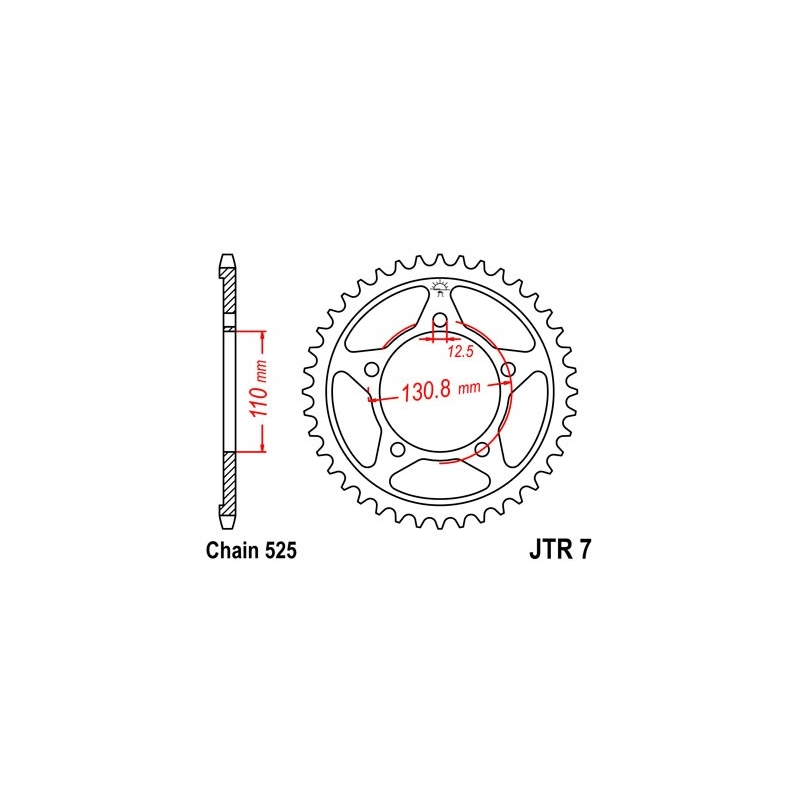 Rear sprocket JT 44T, 525