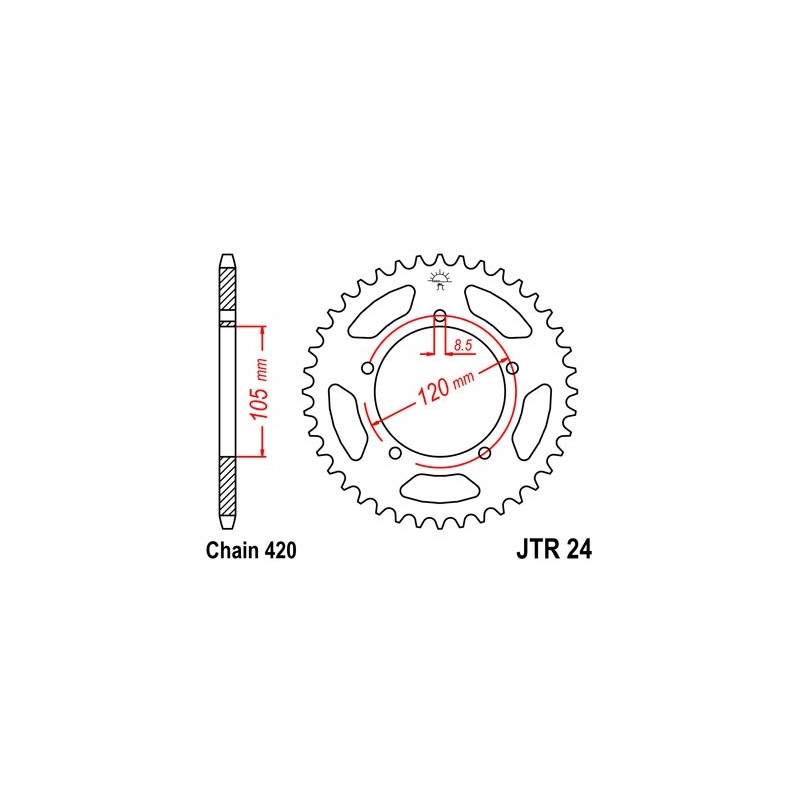 Rear sprocket JT 51T, 420