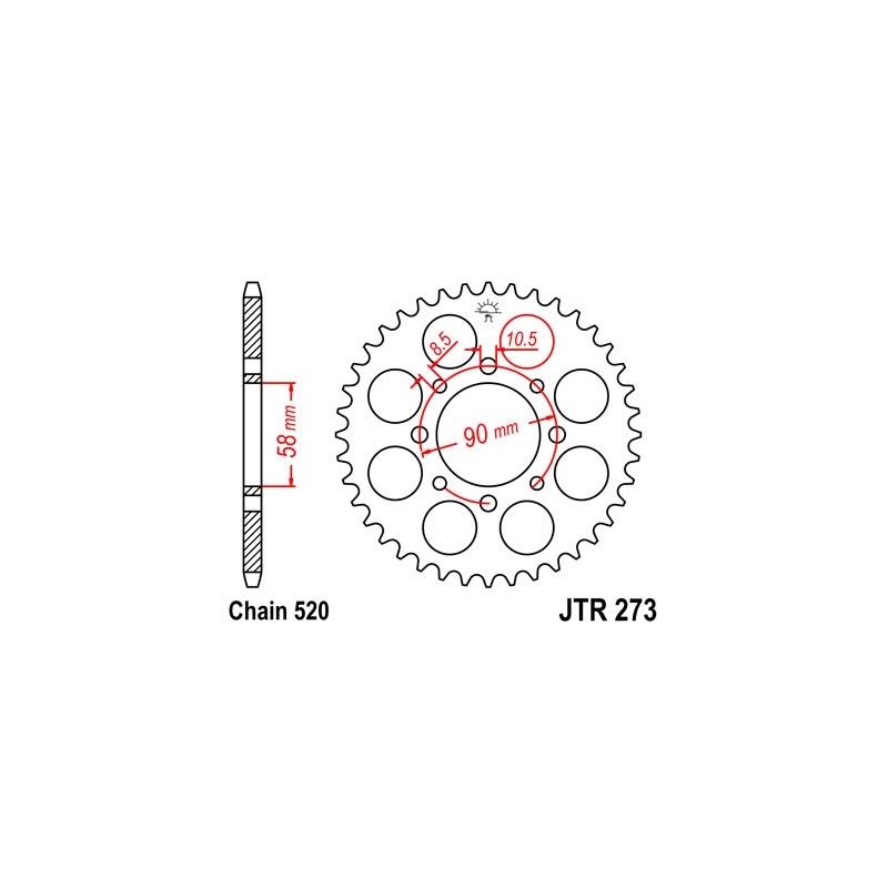 Rear sprocket JT 45T, 520