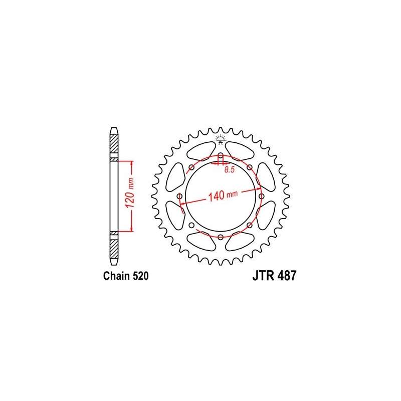 Rear sprocket JT 45T, 520